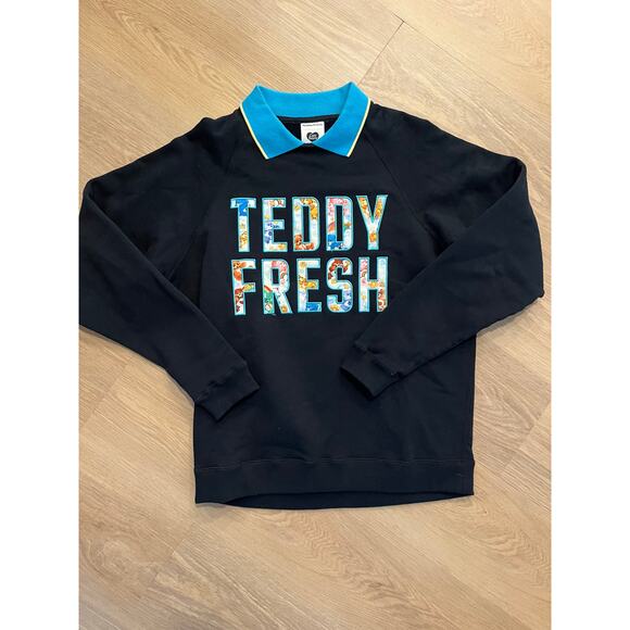 Teddy Fresh x Care Bears Collared Sweatshirt Women’s small Black Embroidered - Picture 1 of 5